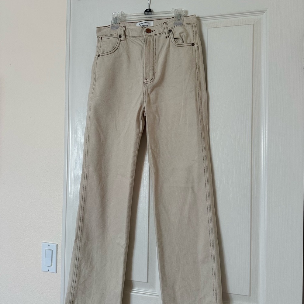Reformation Cowboy Jeans in Ivory / Cream